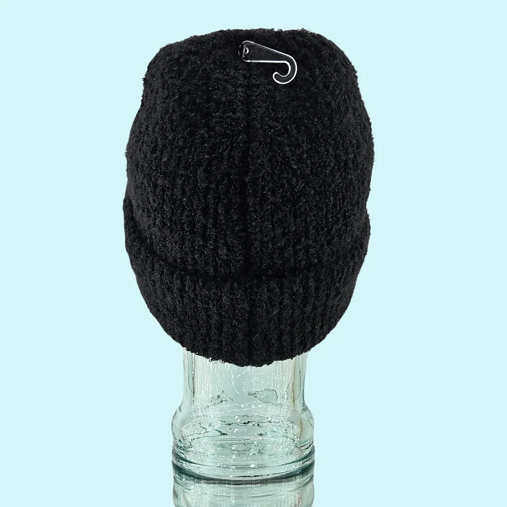 Hunter Hat Beanie Black Texture Cuffed Knit Logo Outdoor Cottagecore Christmas